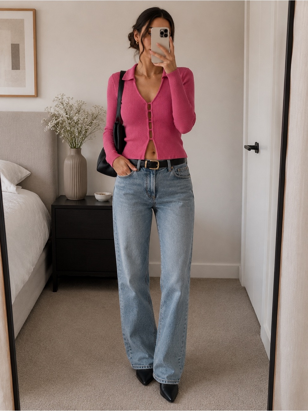 Sincerely Jules Pink Ribbed V-Neck Sweater XS